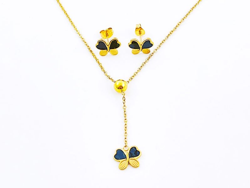 Gold-Plated Zircon Earrings and Necklace Set Carousel 2