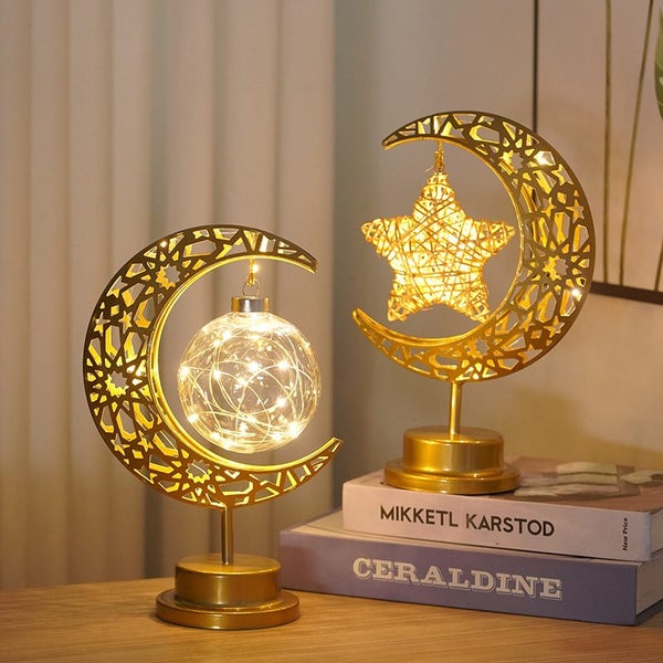 Ramadan Moon Star Light Gold EID Mubarak Ornaments Castle Carousel 2