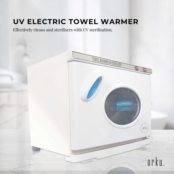 Orku 25L White UV Electric Towel Warmer Steriliser Cabinet Salon Heat Sanitiser Carousel 2