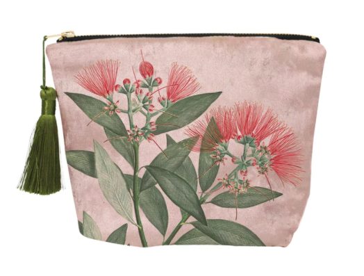 Luxurious Velvet Cosmetic Bags - Vintage Botanical Pohutukawa Carousel 1