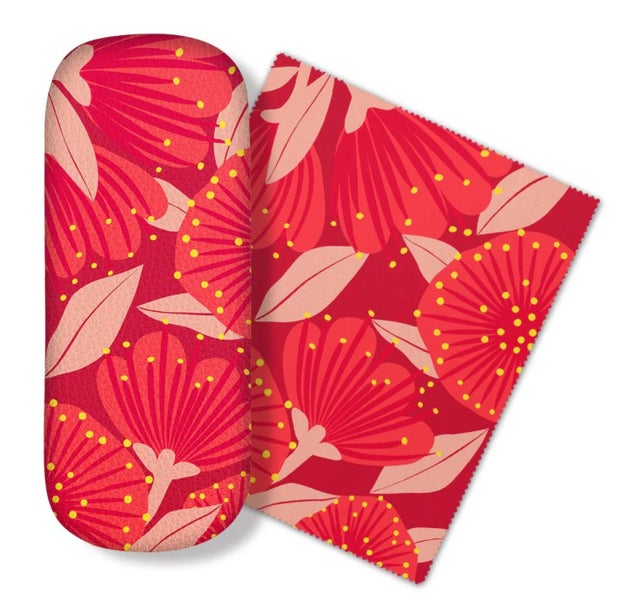 Glasses Case and Lens Cloth Set - Bright Red Pohutukawa Carousel 1