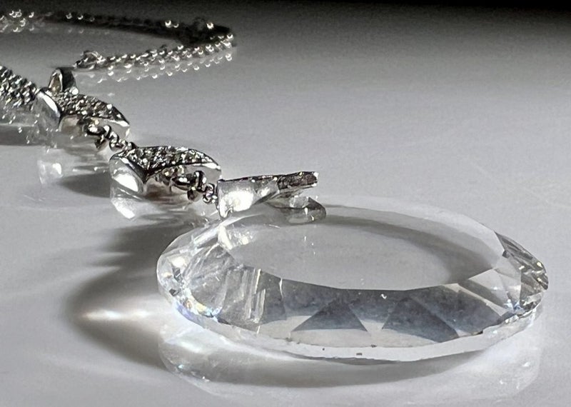 Vintage Sterling Silver & Rock Crystal Drop Necklace Carousel 2
