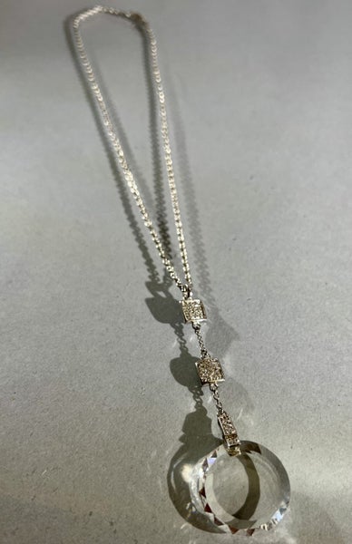 Vintage Sterling Silver & Rock Crystal Drop Necklace Carousel 8
