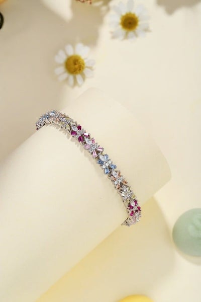 ANYCO Bracelet 16cm 925 Silver Colorful Flower Tennis Gemstones Open Box Clas... Carousel 5