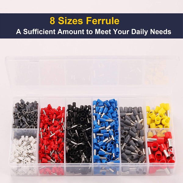 1200PCS Electrical Wire Terminals Self-Adjustable Ferrule Crimping Plier Kit62946201259523112