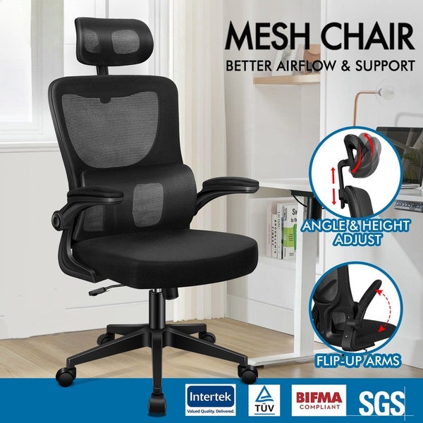 Mesh Office Chair Executive Computer Fabric Seat Study Work Gaming- All black Carousel 1