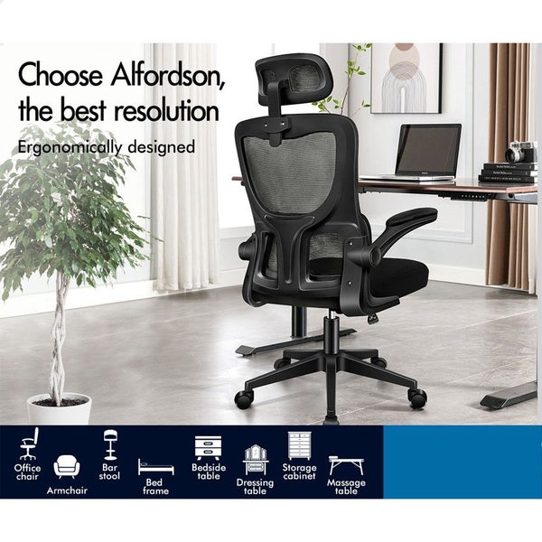 Mesh Office Chair Executive Computer Fabric Seat Study Work Gaming- All black Carousel 2