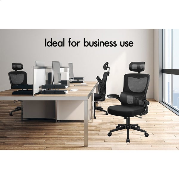 Mesh Office Chair Executive Computer Fabric Seat Study Work Gaming- All black Carousel 9