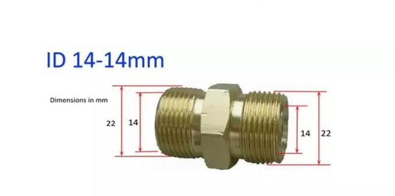 Pressure Hose Fitting Adapter Male M22 x Male M22 (14mm) Carousel 2
