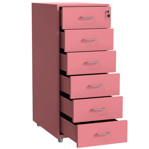 Gorilla Office - Mobile Metal 6 Drawer Cabinet -Antique Pink Carousel 2