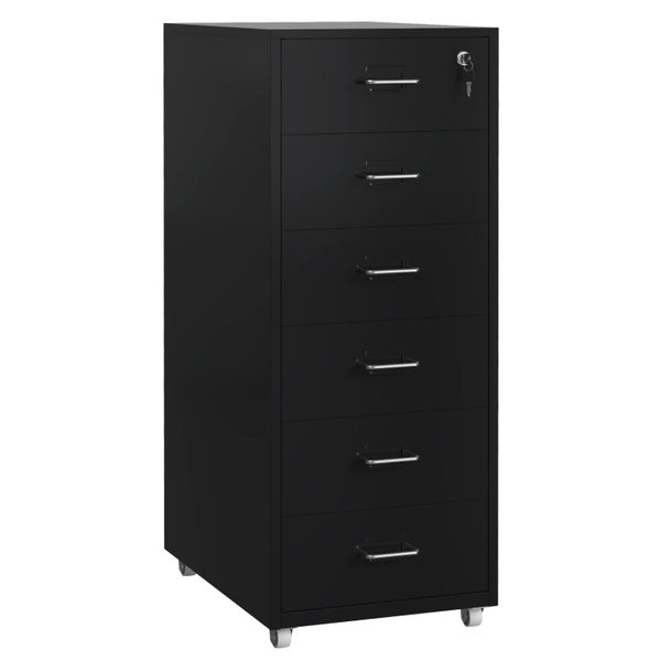 Gorilla Office - Mobile Metal 6 Drawer Cabinet -Graphite Black Carousel 1