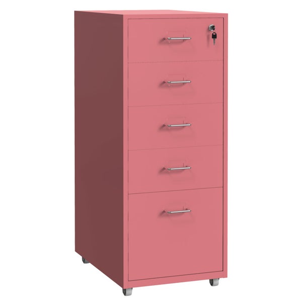 Gorilla Office - Mobile Metal 5 Drawer Cabinet - Antique Pink Carousel 1