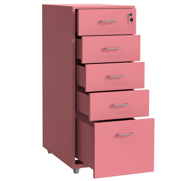 Gorilla Office - Mobile Metal 5 Drawer Cabinet - Antique Pink Carousel 2