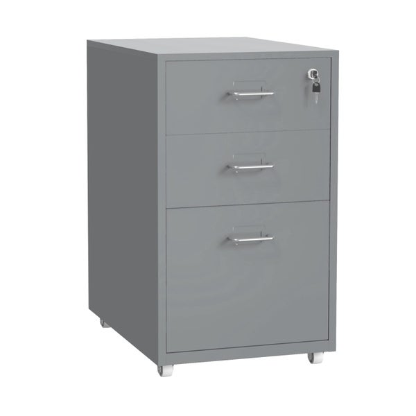 Gorilla Office - Mobile Metal 3 Drawer Cabinet - Grey Carousel 1