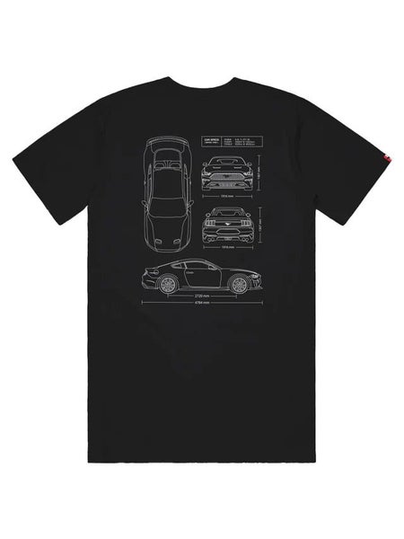 Ford Mustang Unisex Black Car Spec T-Shirt Carousel 2