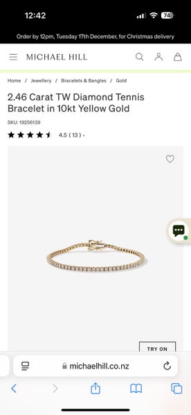 2.46 Carat Diamond Tennis Bracelet in 10kt Yellow Gold Carousel 1