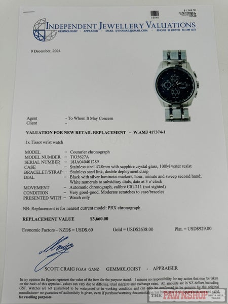 Tissot Couturier Chronograph Automatic Stainless Steel Watch Carousel 15