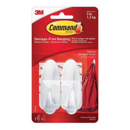 3M 10347 Command Hook 17081-2VP Designer Small Medium White, Pack of 4 Carousel 1