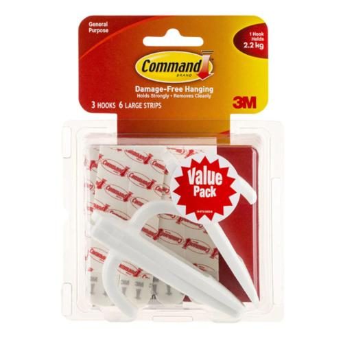 3M Command Hook 17003-3 - Large - White Pk/3 [7100153728] Carousel 1