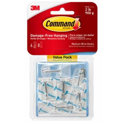 3M 70006938750 Command Hook 17065CLR-6ES Medium Clear Wire, Pack of 6 Carousel 1