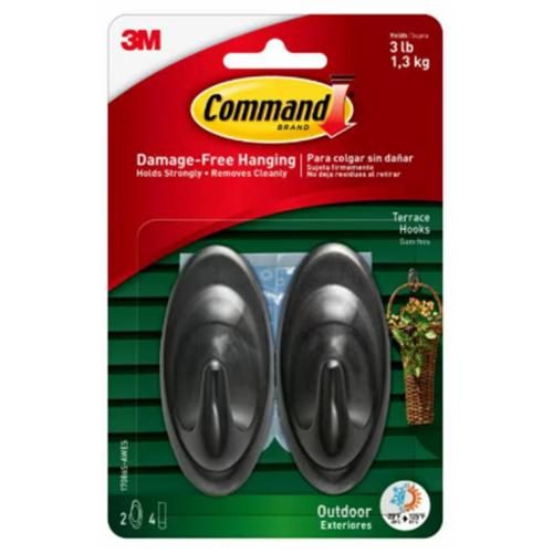 3M 70006906567 Command Outdoor Terrace Hooks 17086S-AWES Medium Slate, Pack of 2 Carousel 1