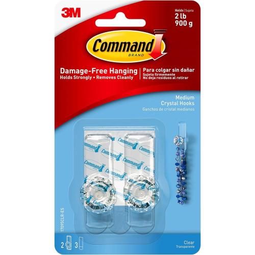 3M Command Crystal Hook 17095CLR-ES Medium Clear - Pack of 2 [7100337024] Carousel 1