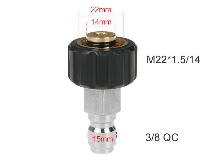 Pressure Hose Fitting Adapter M22(14mm) to 3/8 QC Quick Connector Carousel 2