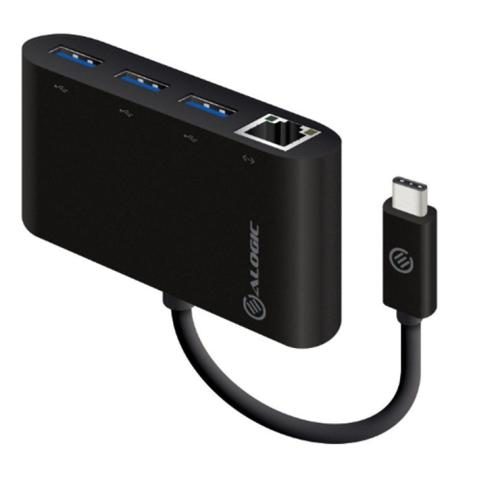 Alogic USB-C Hub - Black Gigabit Ethernet & USB 3.0 SuperSpeed 3 Port USB Carousel 1