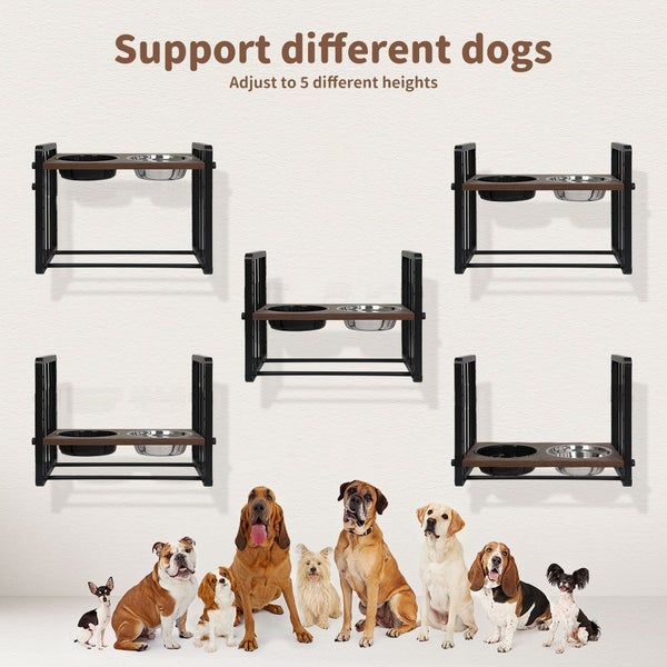 Pawz Adjustable Height Pet Feeder Elevated Dual Raised Water Food Bowl Large Carousel 2