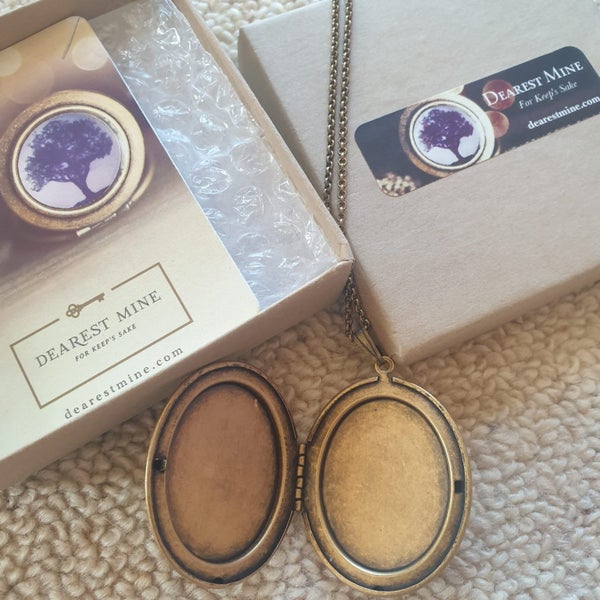 NEW Dearest Mine hand drawn photo locket brass necklace for keep's sake 50% off Carousel 2