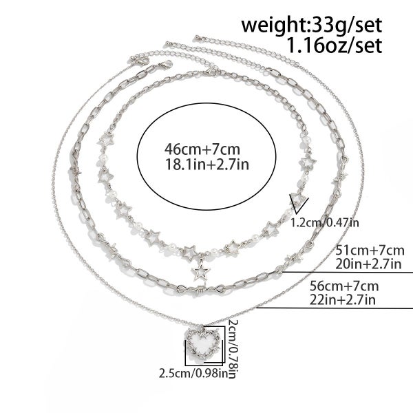 Trendy Multi-Layer Heart and Star Necklace - Elegant Tassel Design Carousel 5