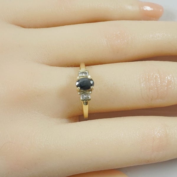 Amazing sapphire & baguette diamond 9ct gold ring Carousel 6