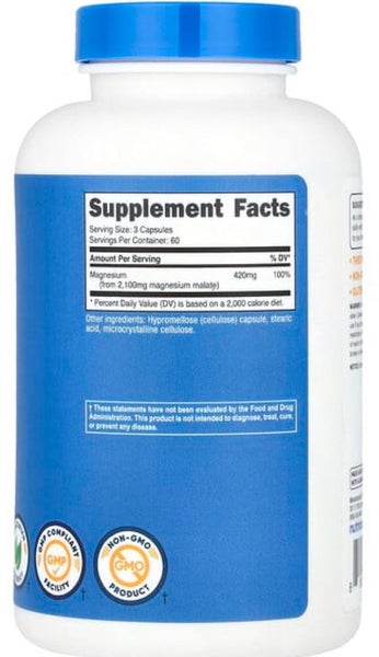 MAGNESIUM MALATE 700 MG per CAPSULE - 180 CAPS - FATIGUE - E0627 Carousel 2