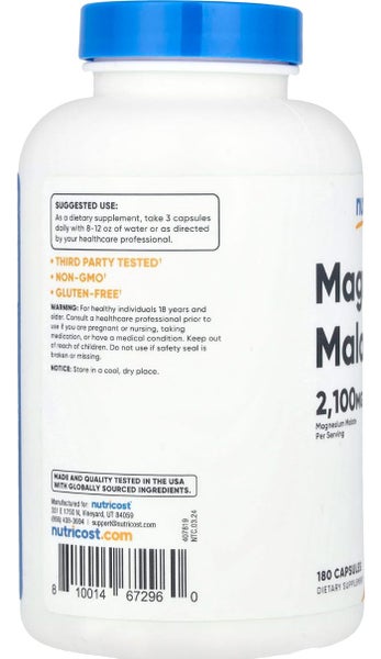 MAGNESIUM MALATE 700 MG per CAPSULE - 180 CAPS - FATIGUE - E0627 Carousel 3