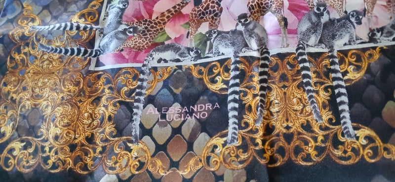 Brand New ALESSANDRA LUCIANO Patterned Scarf, 85cm Square Carousel 1