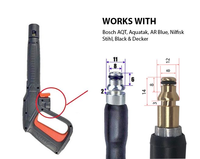 Water Blaster Lance Gun For Bosch, Nilfisk, Stihl, Black & Decker Carousel 2