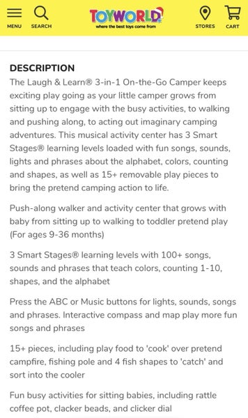 Fisher-Price Laugh Learn 3-In-1 On-The-Go Camper. Walker for their first steps. Carousel 20