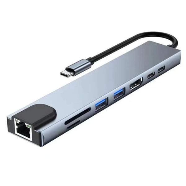 8 in 1 Type c 3.1 to 4k Hdmi Hub Adapter with Sd Tf Rj45 Card Reader Pd Fast ... Carousel 1