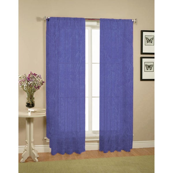 Pair Of Crushed Sheer Curtains Blue Curtains & Drapes Carousel 2