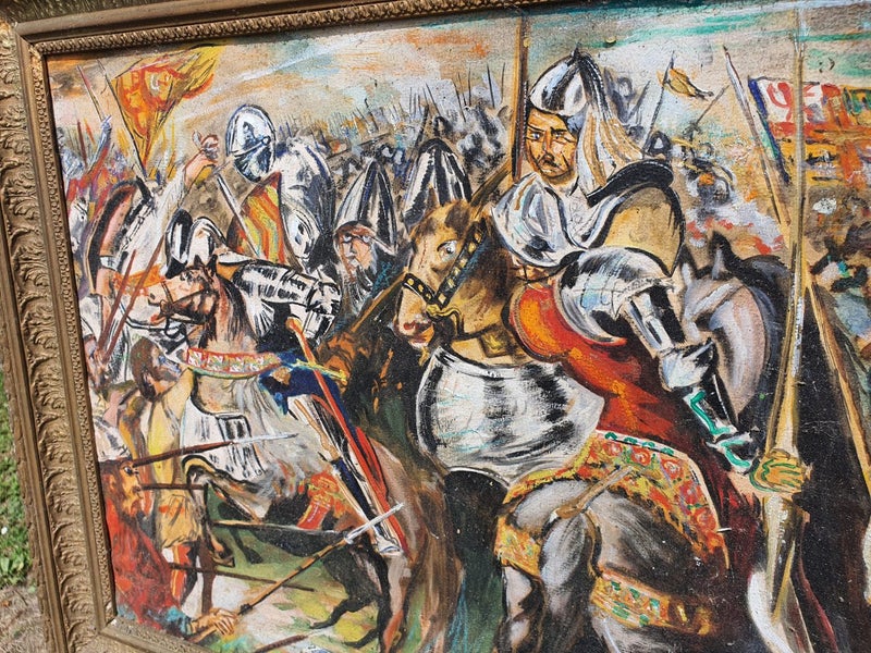 "Days of Old" knights in battle. Oil Carousel 2
