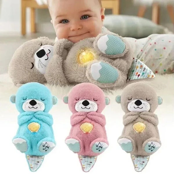 Baby Bear Otter Plush Toy Soothing Music Sleep Companion with Sound and Light Carousel 2