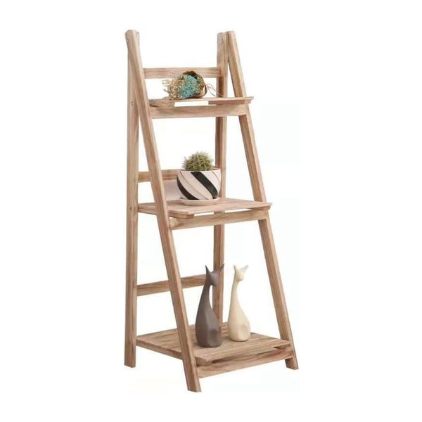 3-Step Foldable Wooden Plant stand Display Shelf (Natural Wood) Carousel 12