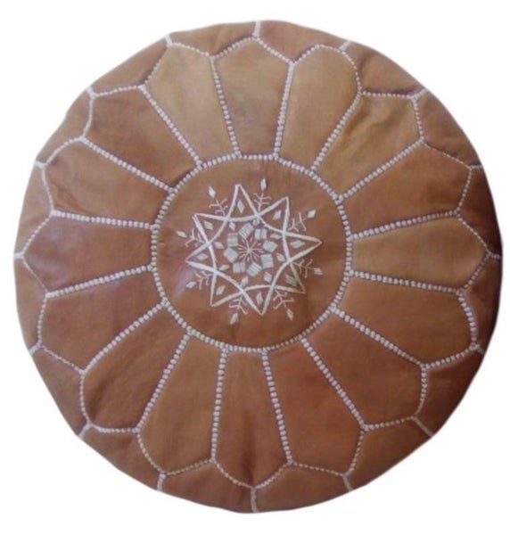 PREMIUM Handcrafted Moroccan Leather Pouf Carousel 1