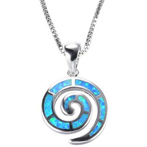 925 Sterling Silver Koru Necklace "Amiria" (Blue) Carousel 1