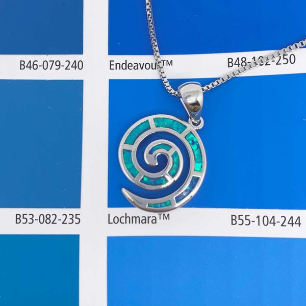 925 Sterling Silver Koru Necklace "Amiria" (Blue) Carousel 2