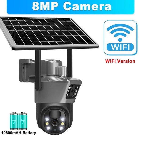 8MP 4K WiFi Solar Camera Outdoor Wireless CCTV Surveillance Camera With Solar... Carousel 1
