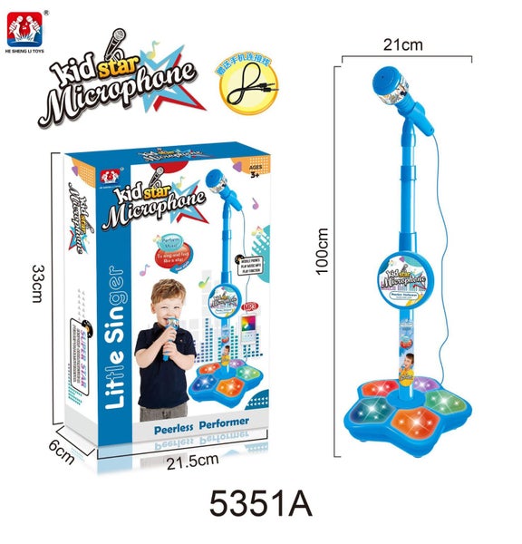 Kids Microphone Toy with 5 Lights Singing & Performance Toy for Boys&Girls-Blue Carousel 1