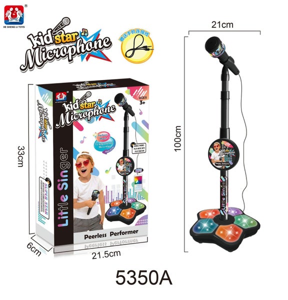 Kids Microphone Toy with 5 Lights Singing & Performance Toy for Boys&Girls-Black Carousel 1