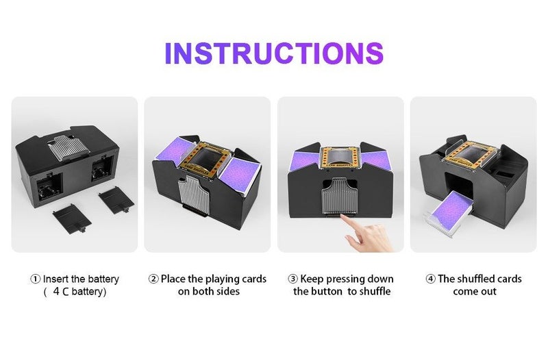 Automatic Card Shuffler,4 Decks,Battery Operated Electric UNO Poker Shuffler,Pla Carousel 2