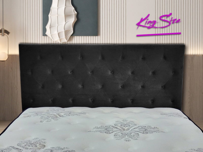 Headboard buttons king size black Velvet Carousel 1